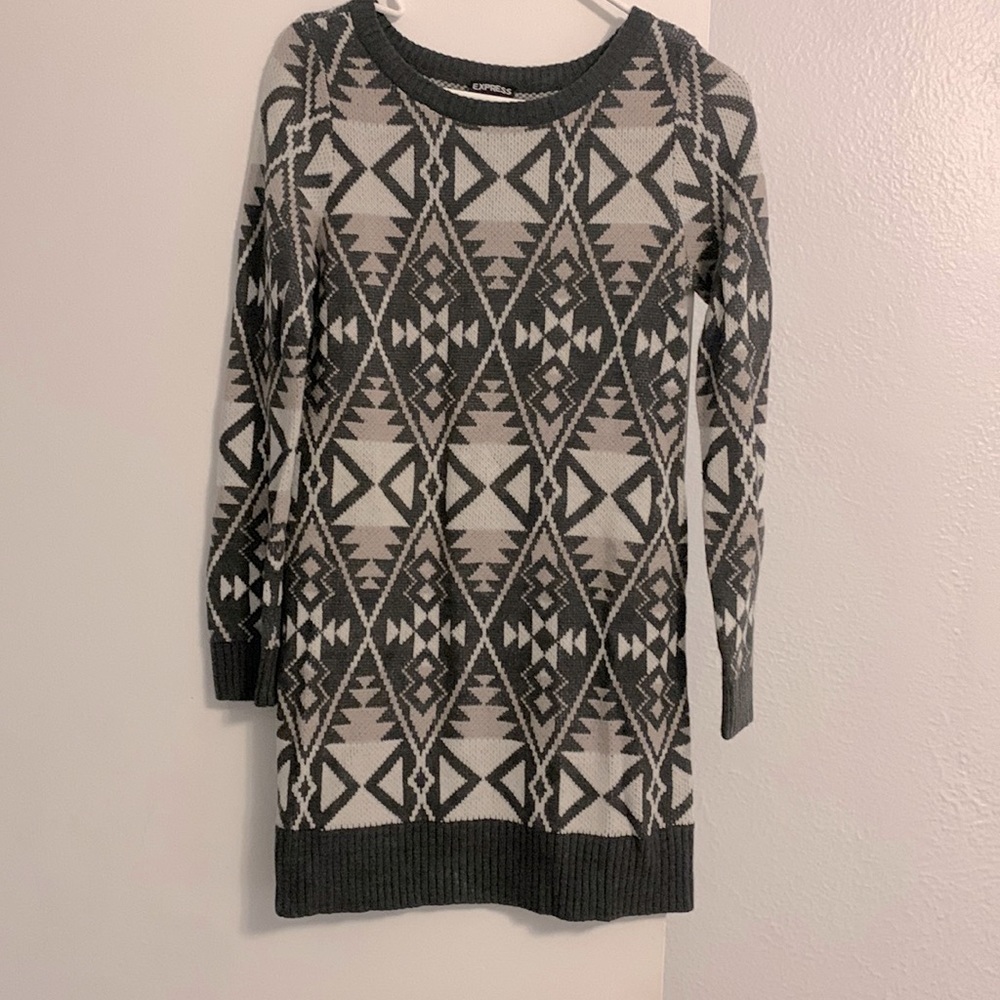 Express Aztec Print Sweater Dress - Size XS